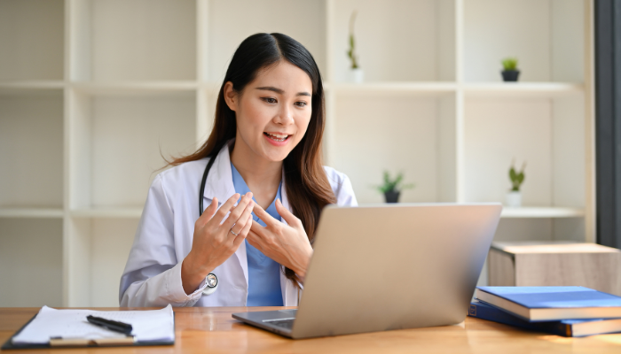 Doctor on video call